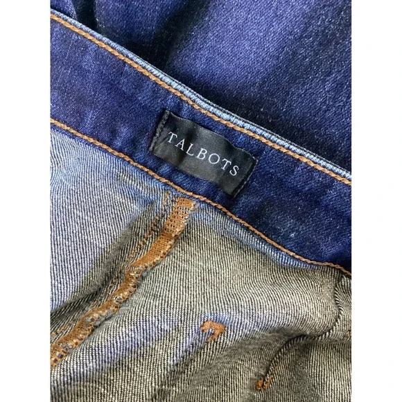 Talbots Womens 12P Dark Wash Flare Jean Sailor Button Detail - Picture 4 of 6